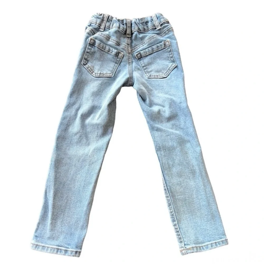 Cat & Jack Super-stretch Distressed Snap Jeans Floral Appliqués Size 4T